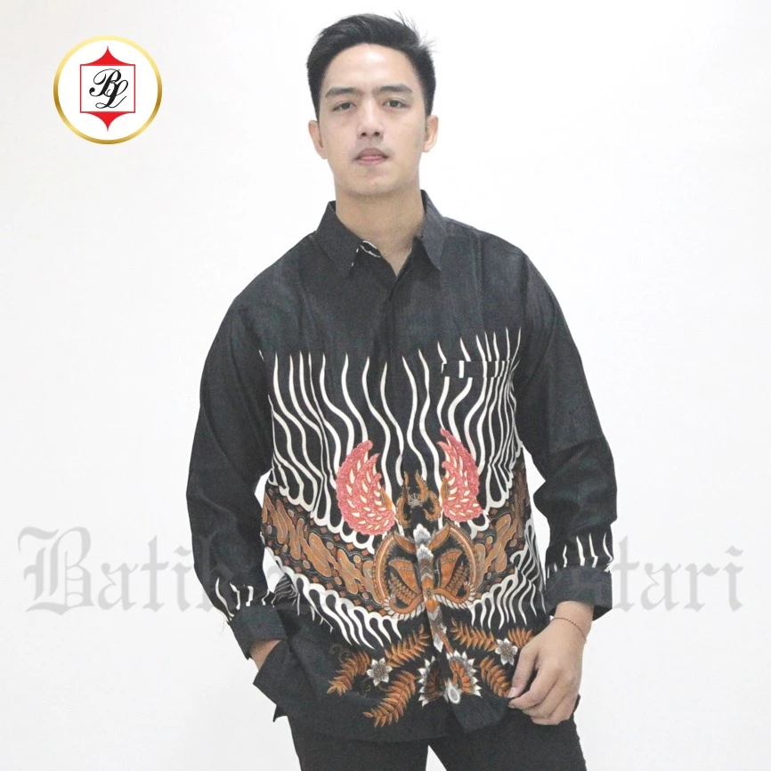 Batik Bali Lestari Kemeja Dobby Lengan Panjang Hitam - B241