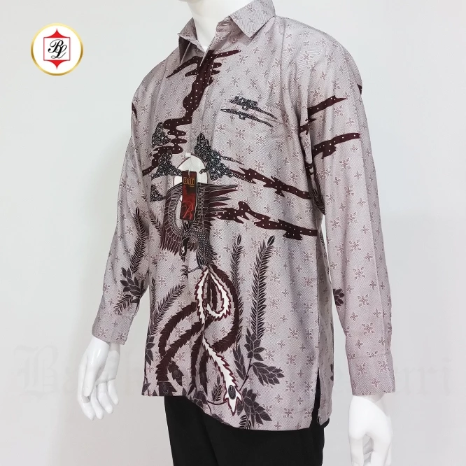 Batik Bali Lestari Kemeja Dobby Lengan Panjang Taupe - 378