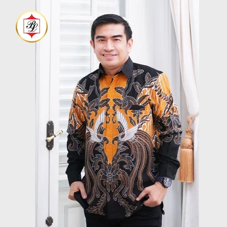 Batik Bali Lestari Batik Dobby Lengan Panjang Pasangan Hitam Kuning - 28