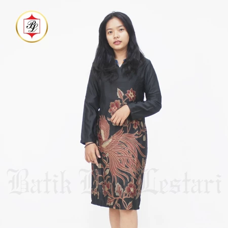 Dress Batik Bali Lestari Batik Wanita Dobby Sarimbit Hitam - 281 (DC01)