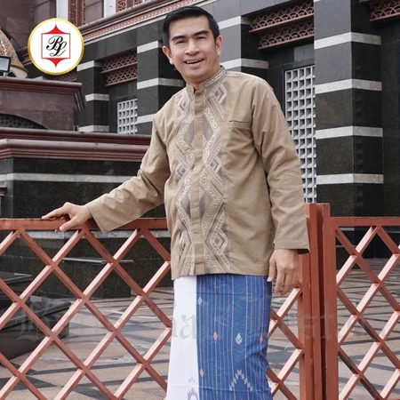 Batik Bali Lestari Koko Bordir Lengan Panjang Coklat - 083 KL02