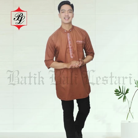 Batik Bali Lestari Koko Pakistan Lengan Coklat - 063