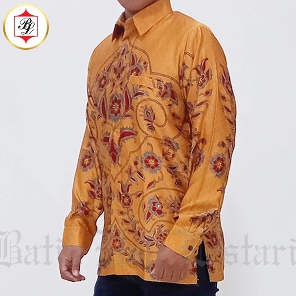Batik Bali Lestari Lengan Panjang Katun Dobby Kuning (XXU1)