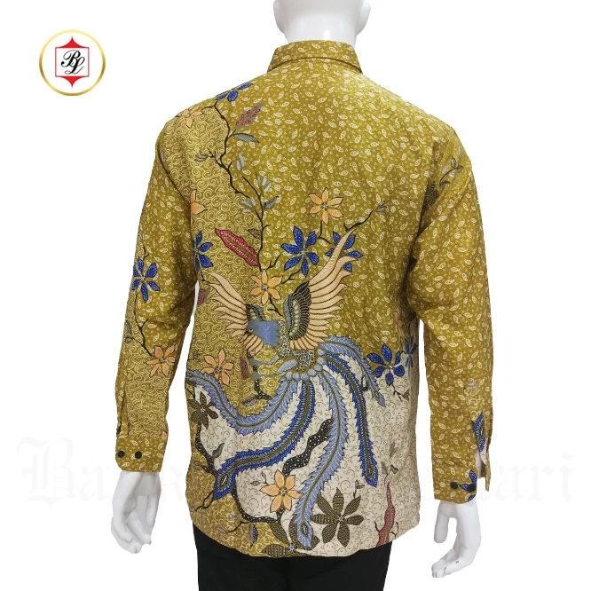 Batik Bali Lestari Batik Dobby Pria Lengan Panjang Kuning - B308