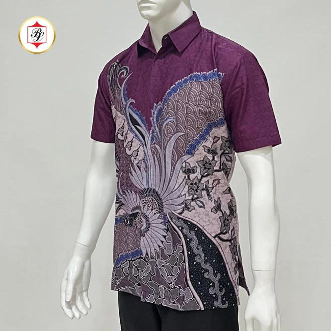 Batik Bali Lestari Kemeja Dobby Lengan Pendek Ungu (AU01)