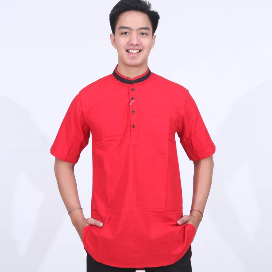 Batik Bali Lestari Koko Pakistan Lengan Pendek Merah (MKM)