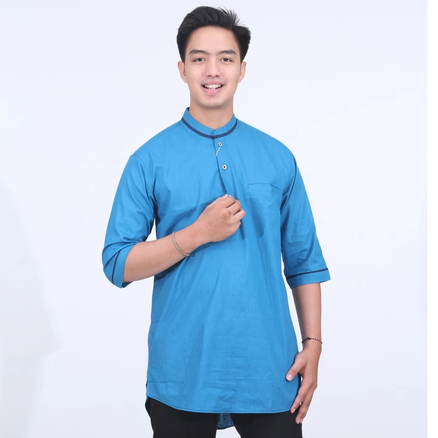 Batik Bali Lestari Koko Pakistan Lengan 3/4 Biru Muda (BMK)